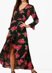 Floral Midi Wrap Front Tea Dress- NEW (8)